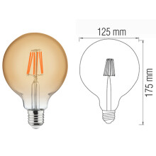 4 W E27 LED Filament Leuchtmittel Kugel Globe G125,...
