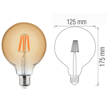 6 W E27 LED Filament Leuchtmittel Kugel Globe 125,...