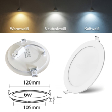 6W LED Ultra Slim LED Einbauleuchte Panel PLUS Serie Rund Ø 120mm Warmweiß