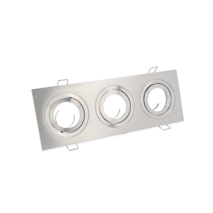 3er 3-fach Gu10 MR-6 Einbaurahmen gebürstet eckig Silber ( 242424 )