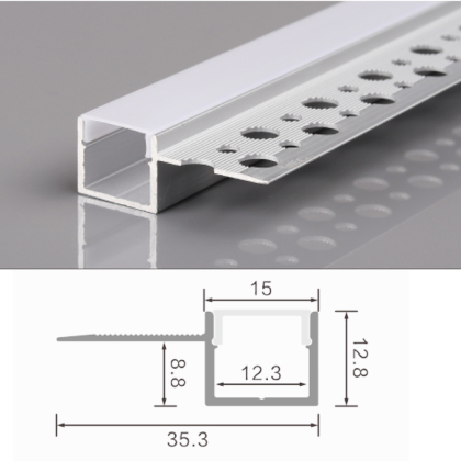 2m LED Alu Profil Unterputz Rigips Trockenbau Schiene Kanalprofil mit Milchglas Abdeckung Kanal System für LED-Streifen Profil H-5