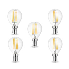 4 Watt E14 LED Birne Filament Leuchtmittel mit klarem Glas G45|Ø45x78mm|470 Lumen
