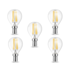 5 x 4w E14 LED Birne Filament Leuchtmittel mit klarem Glas G45|Ø45x78mm|Neutralweiß|470 Lumen